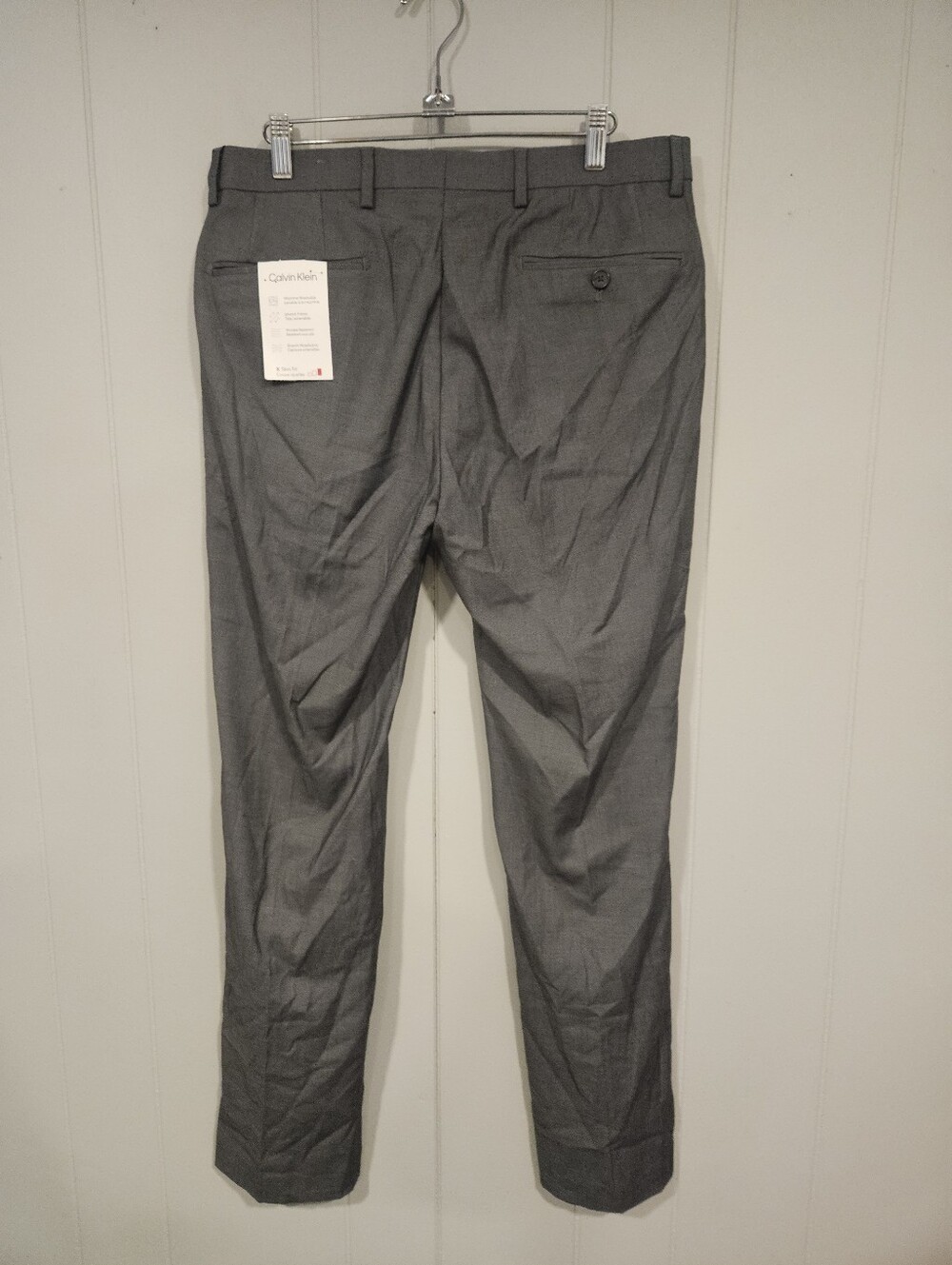 Calvin Klein Men's 33x30 Gray Slim Fit Dress Pants Stretch Flat Front NWT